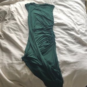 Emerald green asymmetrical high low ruched dress